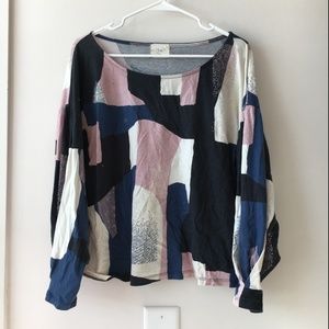 NWOT Anthropologie Puff Sleeve Boat Neck Top